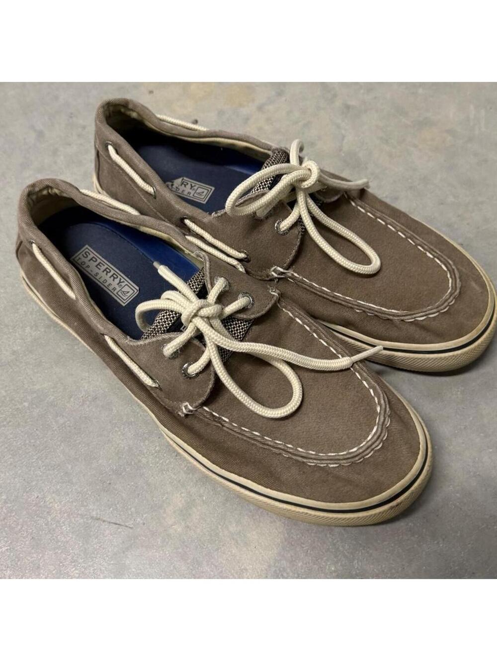 2000s Sperry Bahama 2-Eye Gray Canvas Boat Shoes M Size 9 Casual Deck Sneakers